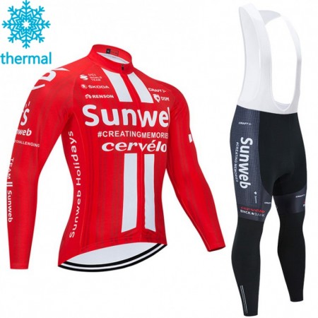 Tenue Cycliste Manches Longues et Collant à Bretelles 2020 Team Sunweb Hiver Thermal Fleece N001